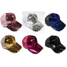 Mujer&apos;s Ponytail DOUBLE SEQUIN Reversible Magic Sequin Snapback Hat Baseball cap  eb-73666695